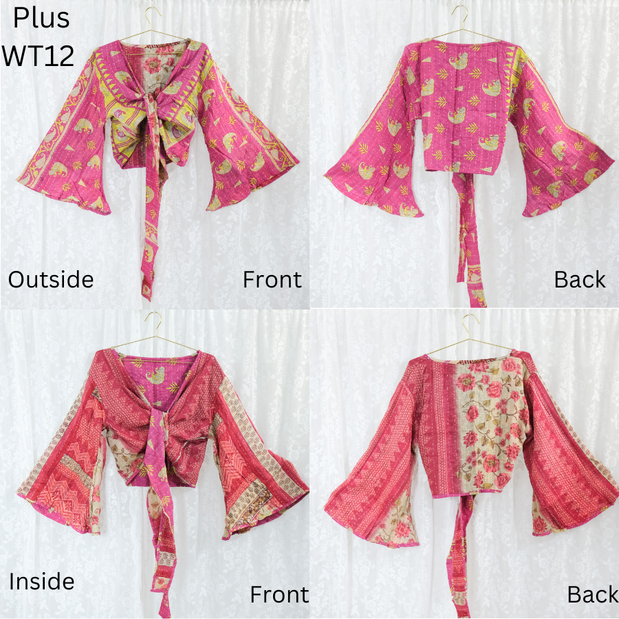 Kantha Plus Size Boho Reversible Wrap Top