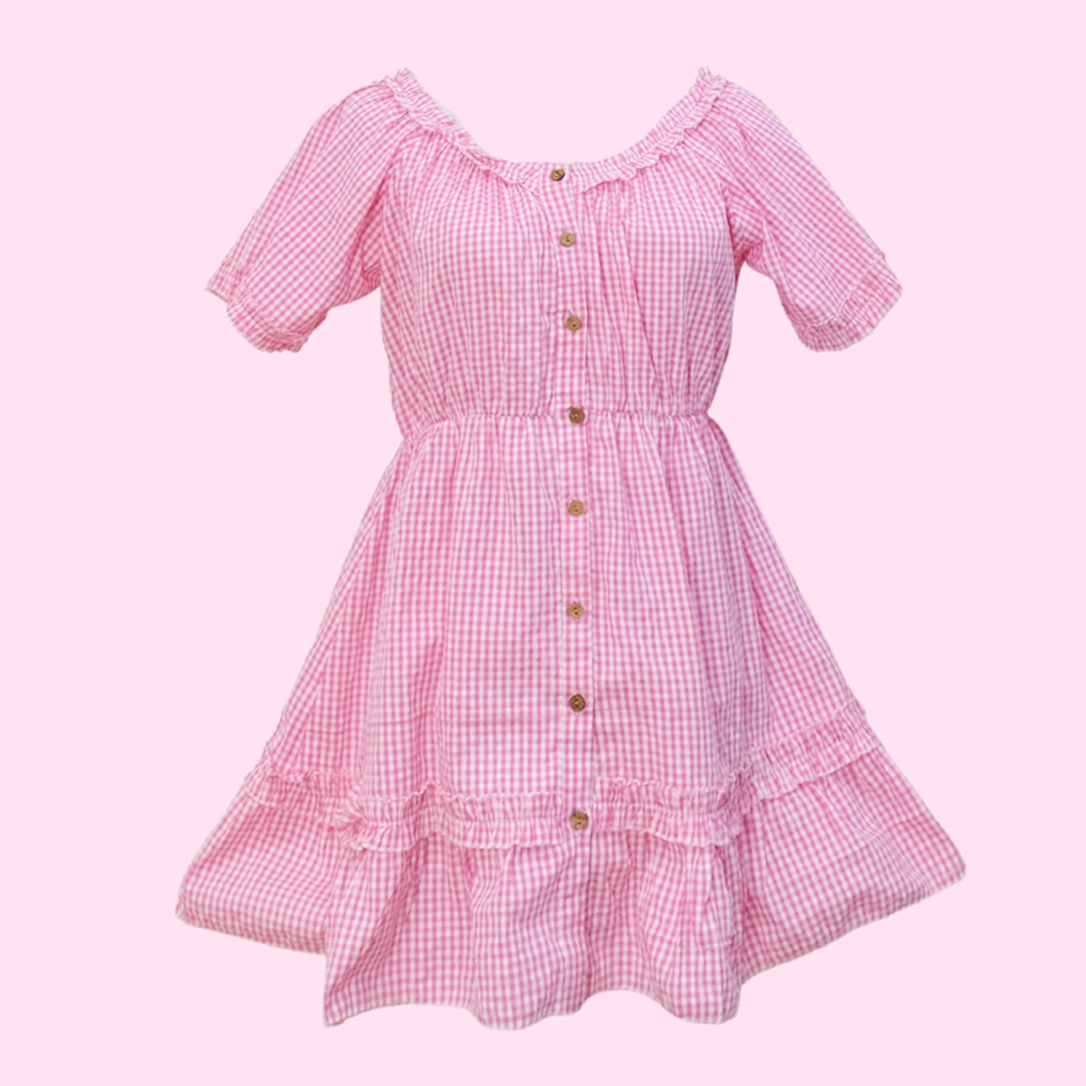 Gingham Ruffle Mini Dress