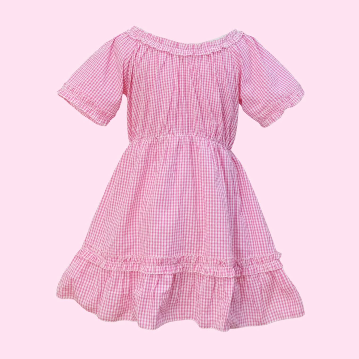 Gingham Ruffle Mini Dress