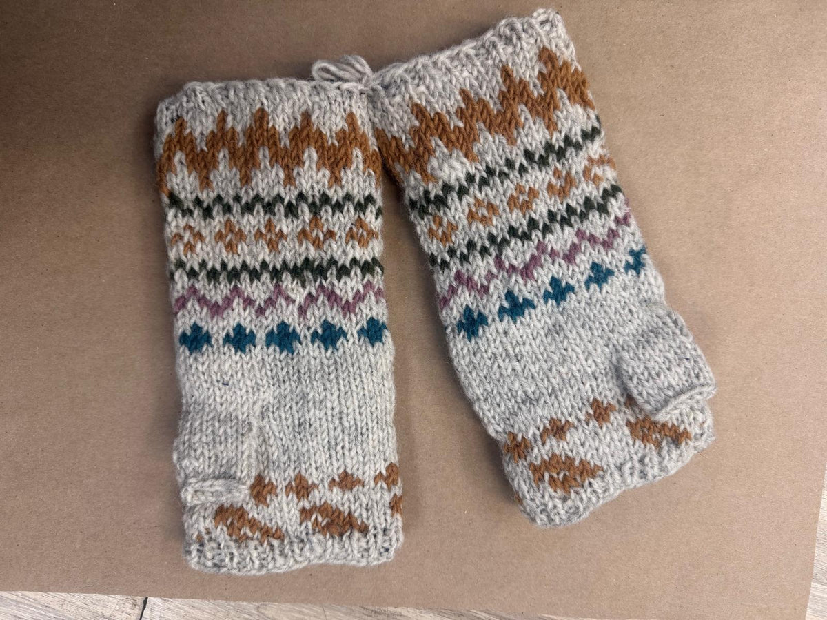 Mushroom Knitted Woolen Handwarmer with Fleece Lining