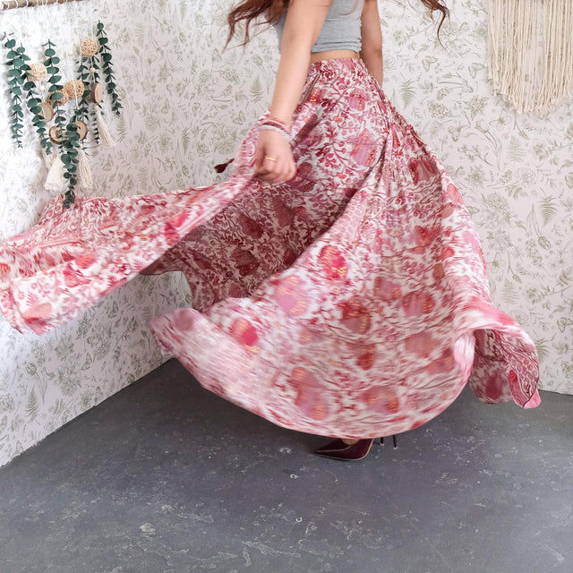 Bohemian Vintage Style Long Ruffle Skirt