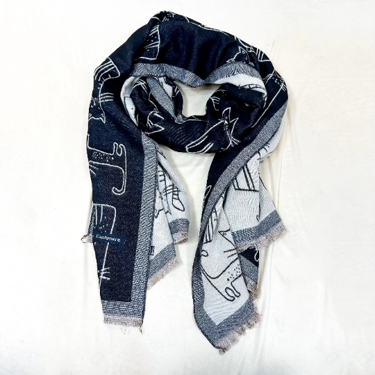 Reversible Cat Theme Oversized Warm Winter Scarfs