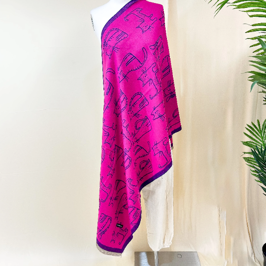 Reversible Cat Theme Oversized Warm Winter Scarfs