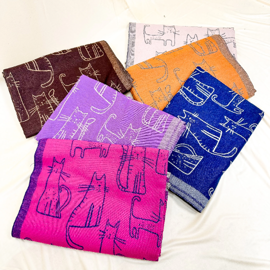 Reversible Cat Theme Oversized Warm Winter Scarfs