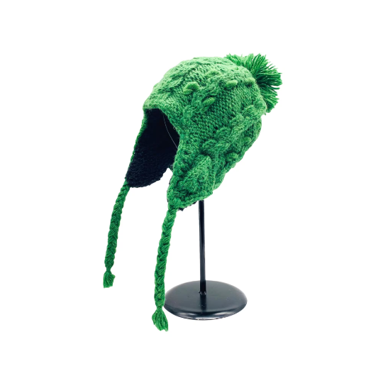 Green - Kumaun Hand Knitted Acrylic Woolen Sherpa Cap