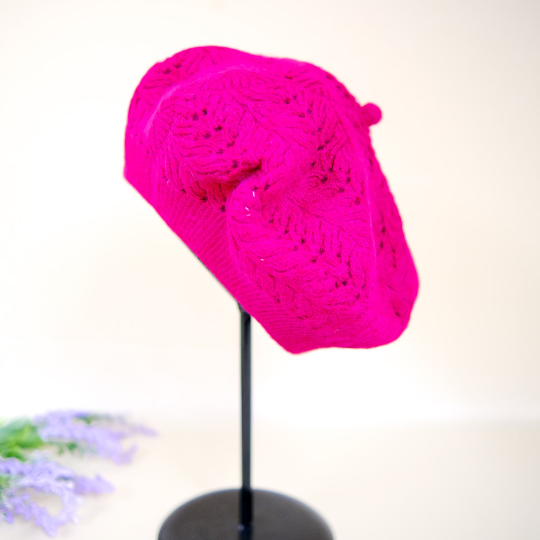 Crocheted Solid Color Beret Hat