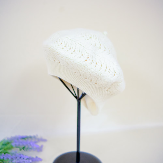 Crocheted Solid Color Beret Hat