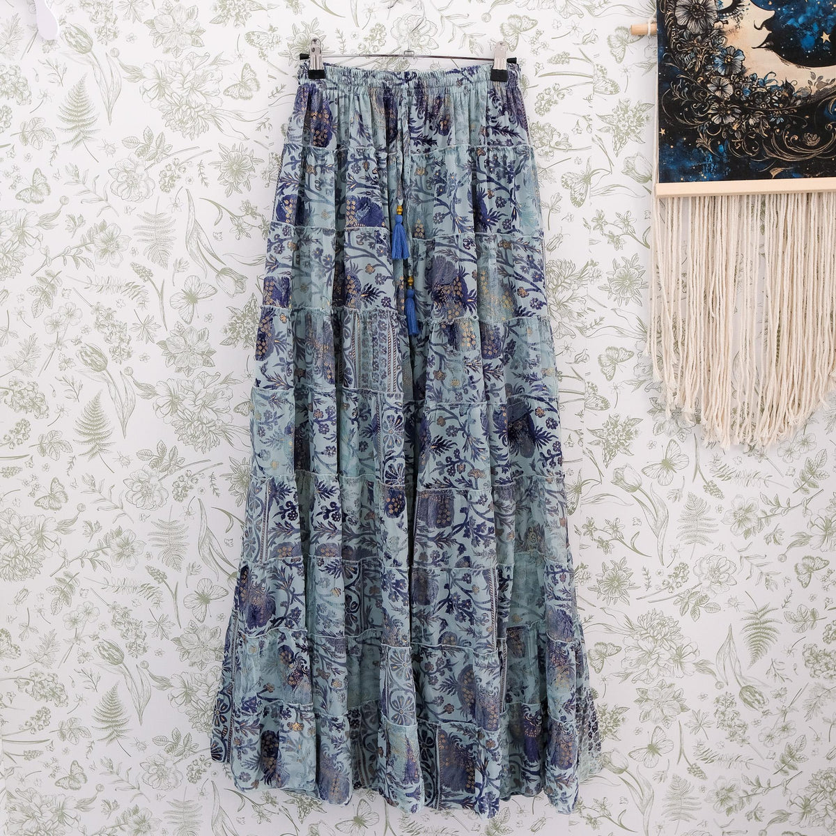 Bohemian Vintage Style Long Ruffle Skirt