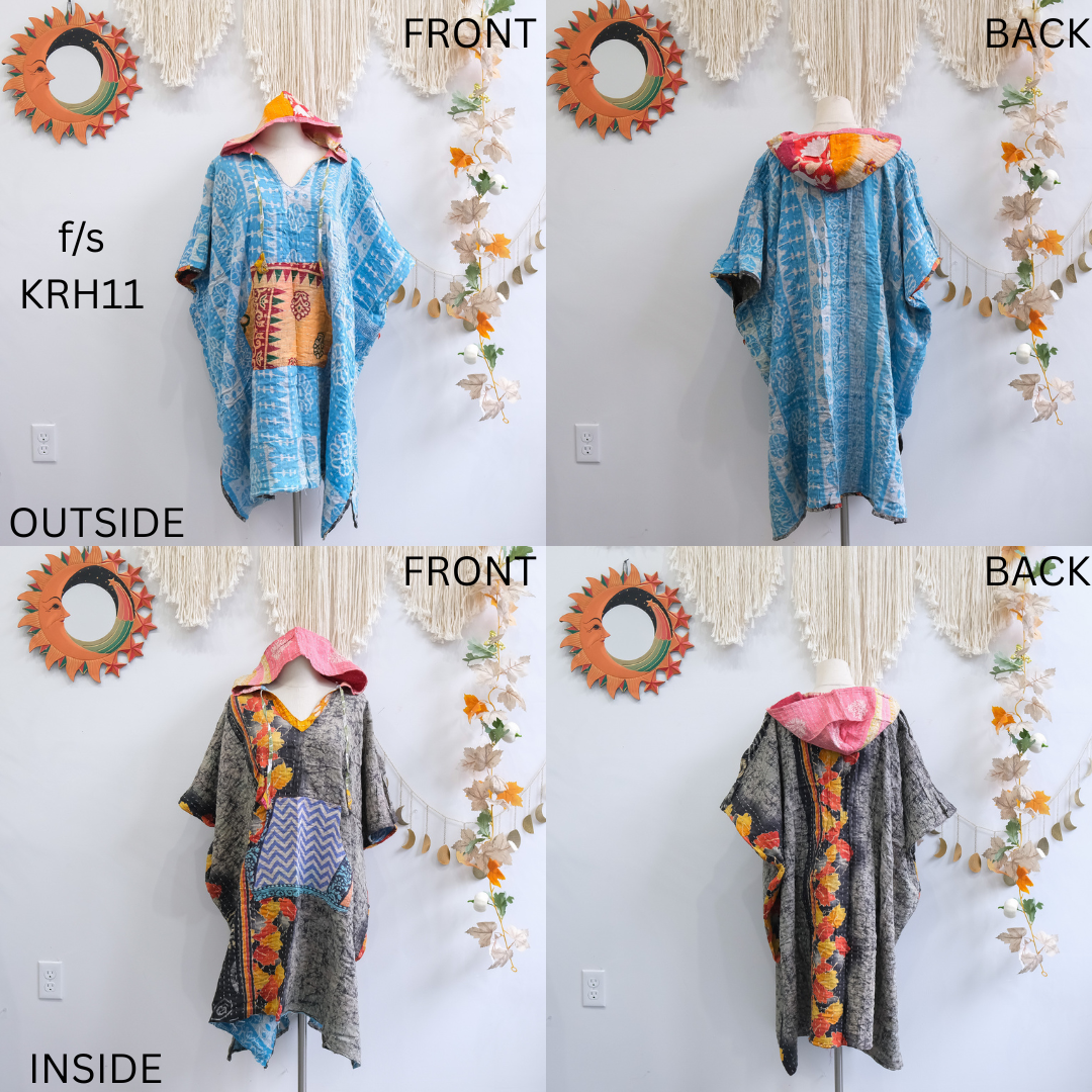 Kantha Upcycled Reversible Oversized Ponchos