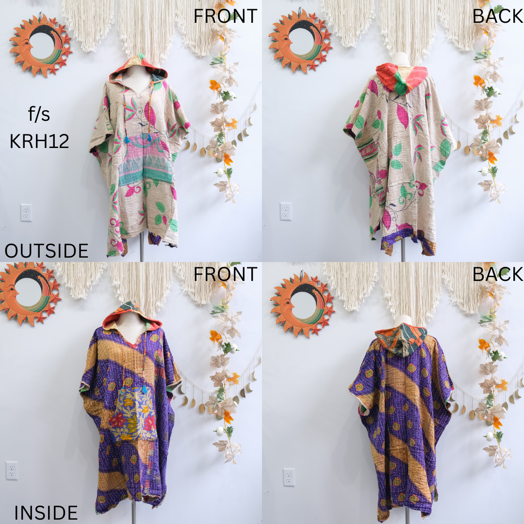 Kantha Upcycled Reversible Oversized Ponchos