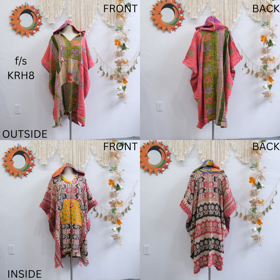 Kantha Upcycled Reversible Oversized Ponchos