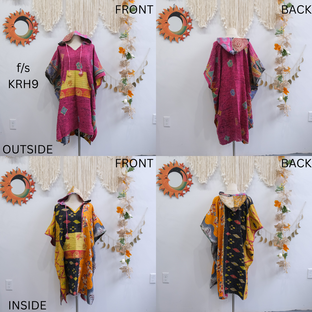 Kantha Upcycled Reversible Oversized Ponchos