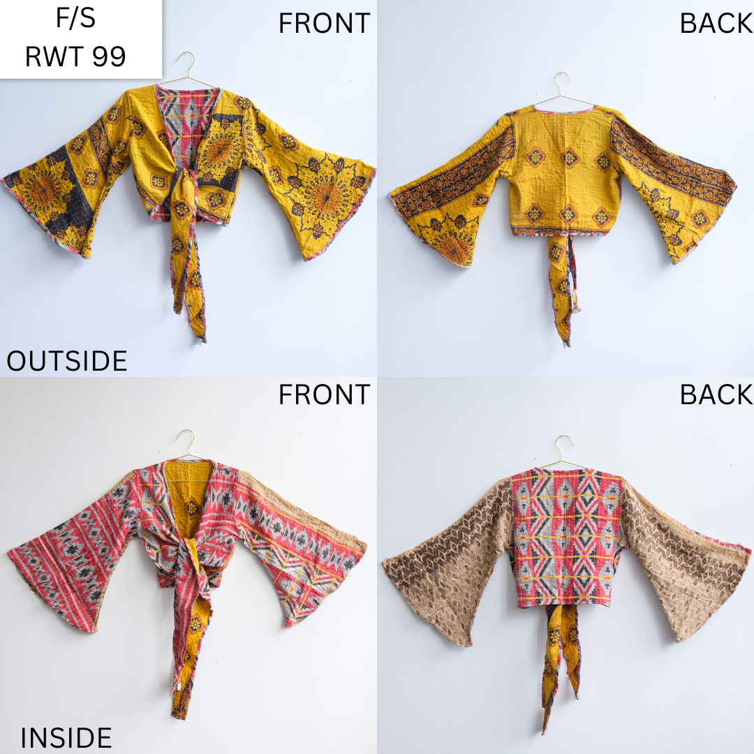 Vintage Kantha Boho Reversible Wrap Top