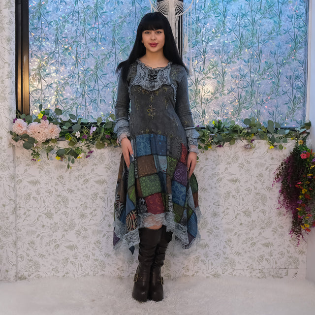 Patchwork Boho Fairy Dress Asymmetrical Lace Maxi Style