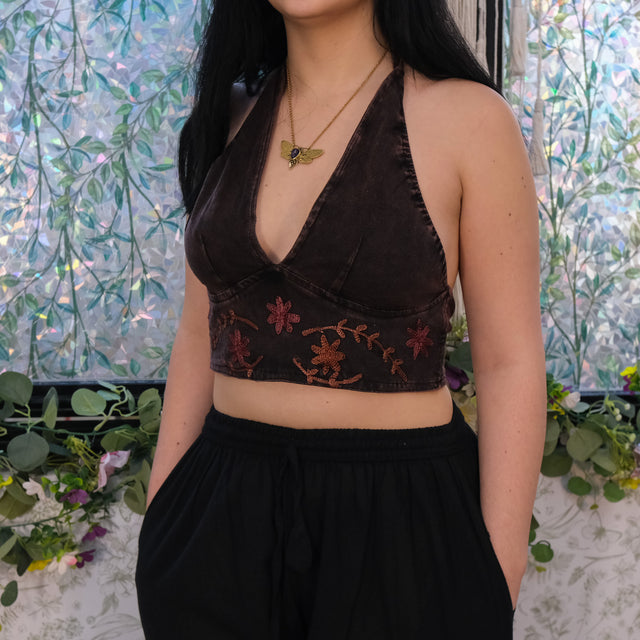 Reversible Fairycore Boho Halter Bralette Festival Style Top