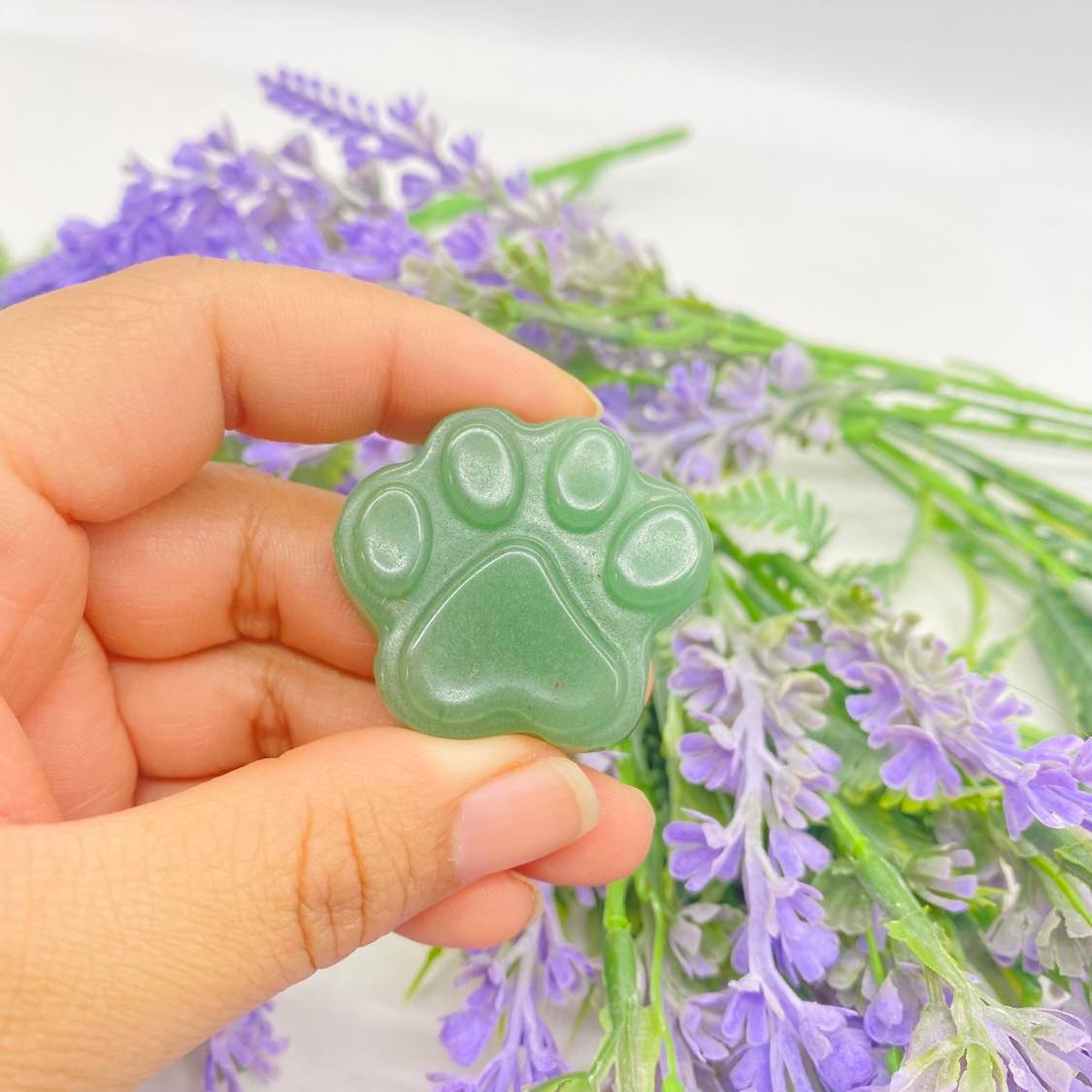 Cat Crystal Paw Print, Crystal Dog Paw, Obsidian, Green Aventurine, Rose Quartz, Fluorite, Cherry Blossom , Crystal Gifts, Reiki Healing