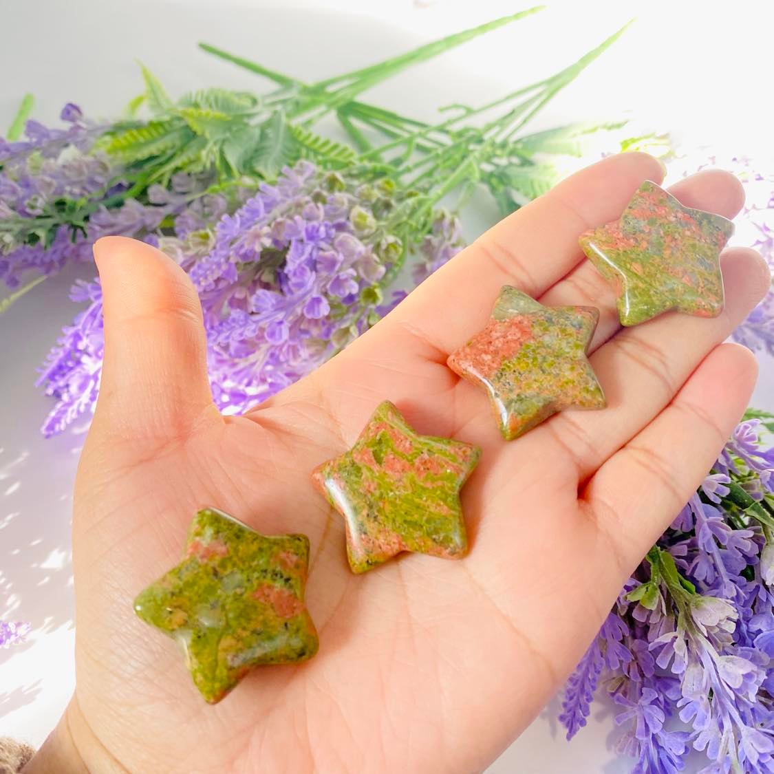 Star Crystal, 1.25" Quartz Crystal Stars, Healing Crystals, Howlite Unakite Moss Agate Crystal, Crystal Gift, Labradorite Lepidolite