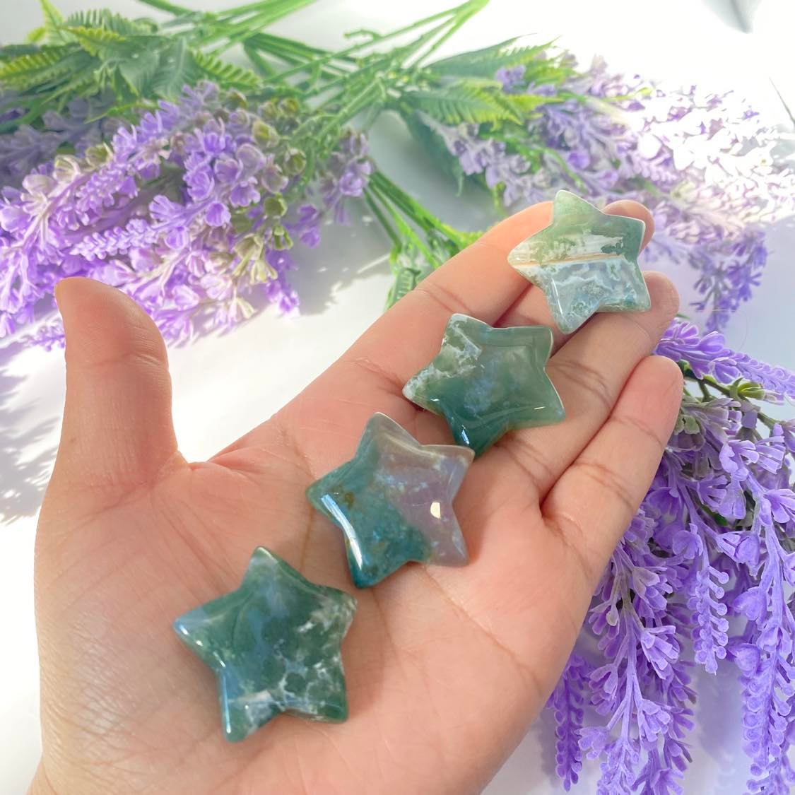 Star Crystal, 1.25" Quartz Crystal Stars, Healing Crystals, Howlite Unakite Moss Agate Crystal, Crystal Gift, Labradorite Lepidolite