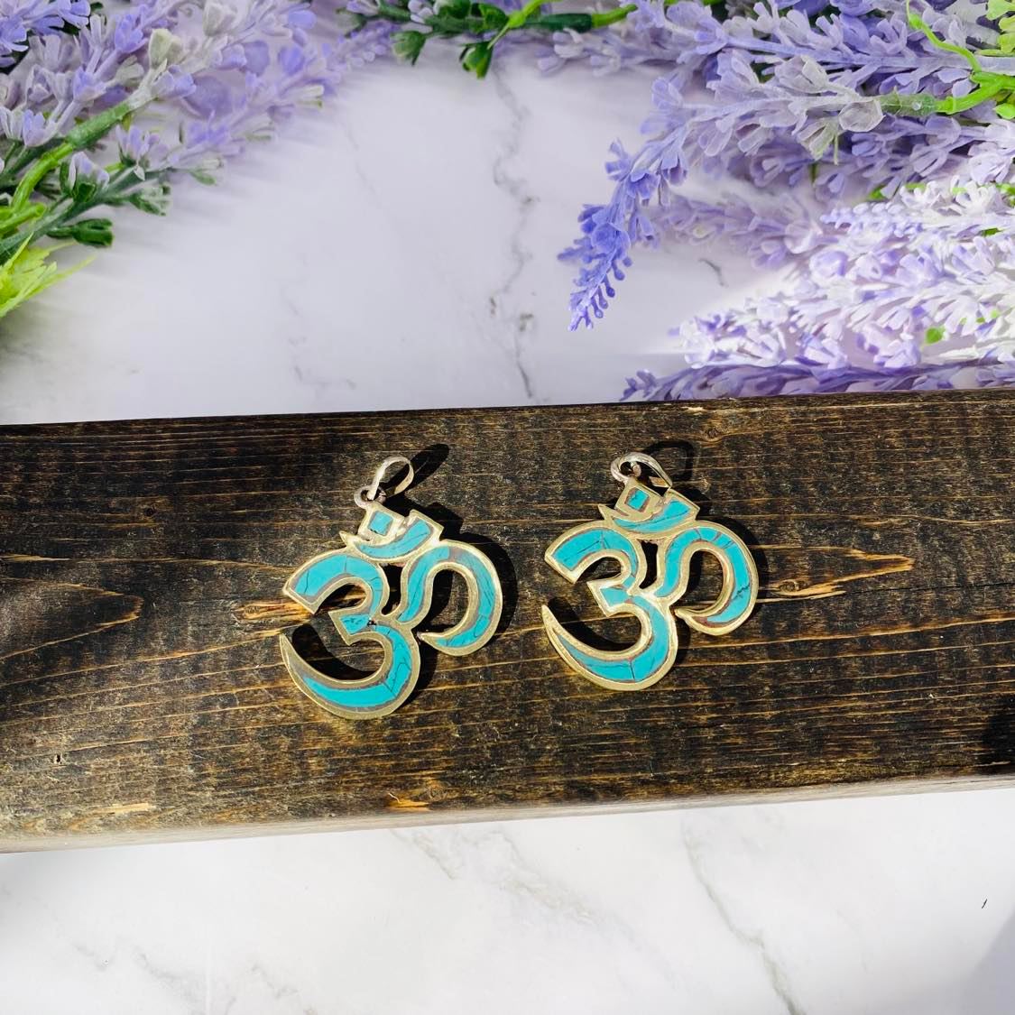 Ethnic Handmade OM Pendant, Sanskrit Ohm Charm, Blue Red Om Jewelry, Spiritual Gift, Meditation Jewelry, Aum Pendant from Nepal