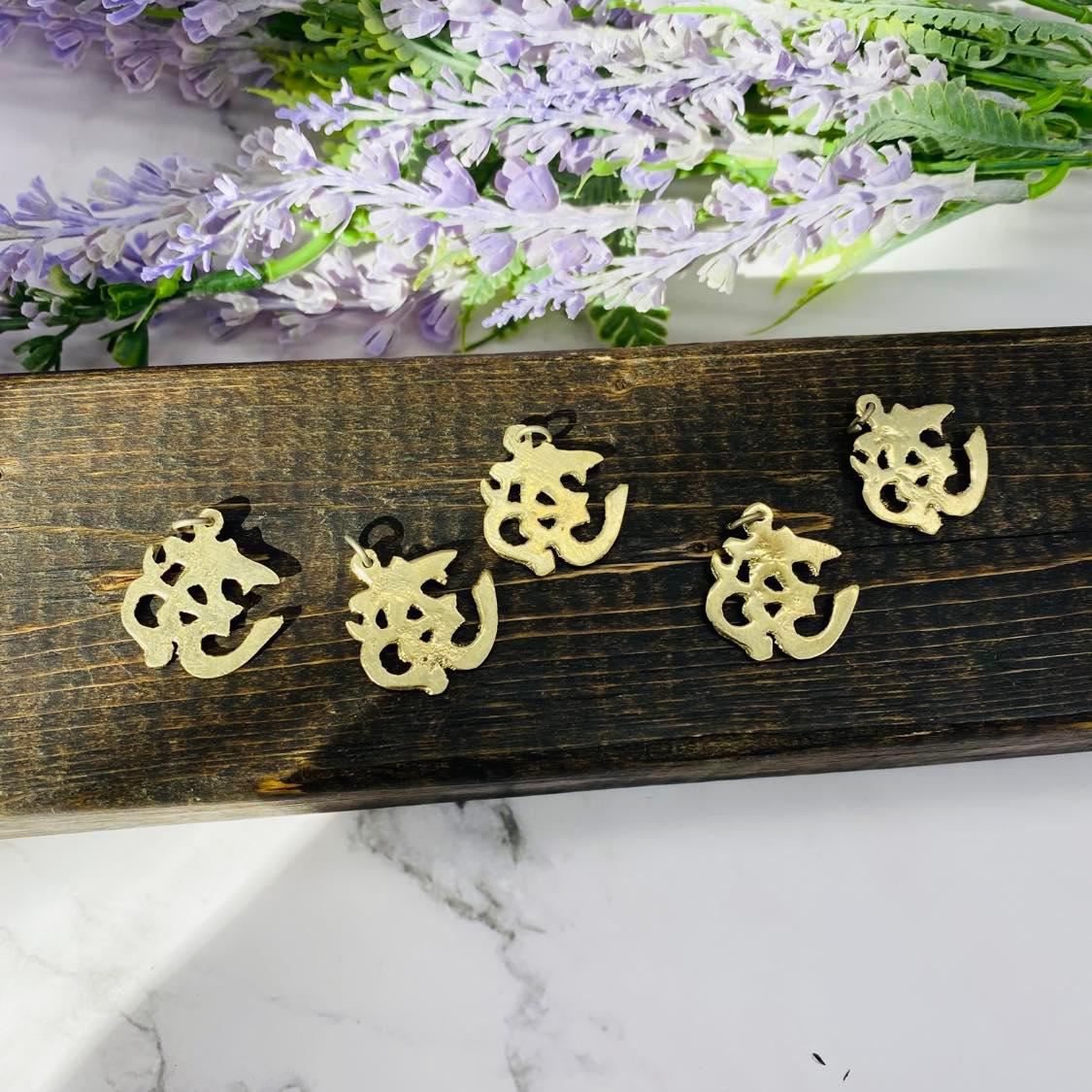 Gold Om Charm, Ohm Pendant, Sanskrit Om Necklace, Spiritual Gift, Meditation Jewelry, Aum Charms, Buddhist Hindu Symbol Neck Piece