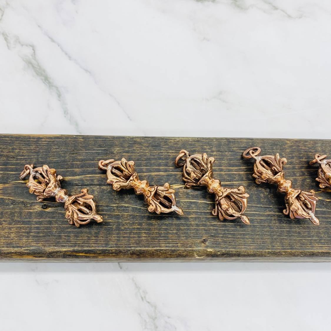 Copper Vajra Dorje Pendant from Nepal, Handmade Buddhist Amulet, Meditation Jewelry, Protection Necklace, Buddhist Mantras Pendant