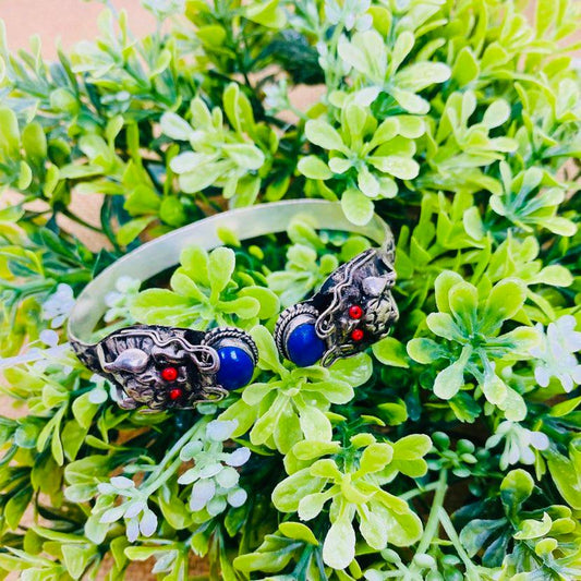 Bohemian Dragon Design Bracelet, Dragon Cuffs, Turquoise Bracelet, Handmade Jewelry, Gift for Her, Statement Jewelry, Gypsy Bangles