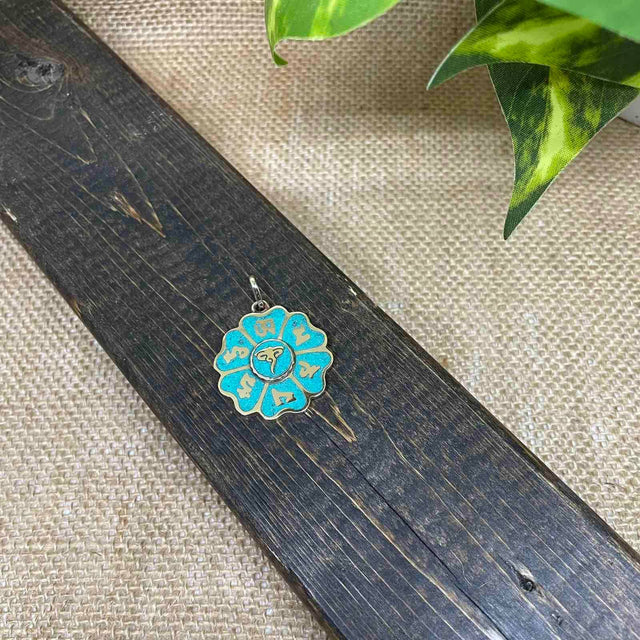 Buddhist Mantra Pendant, Handmade Ethnic Neck Piece, Buddha Eye Pendant, Peace Charms, Yoga Gift, Meditation Charm, Boho Necklace