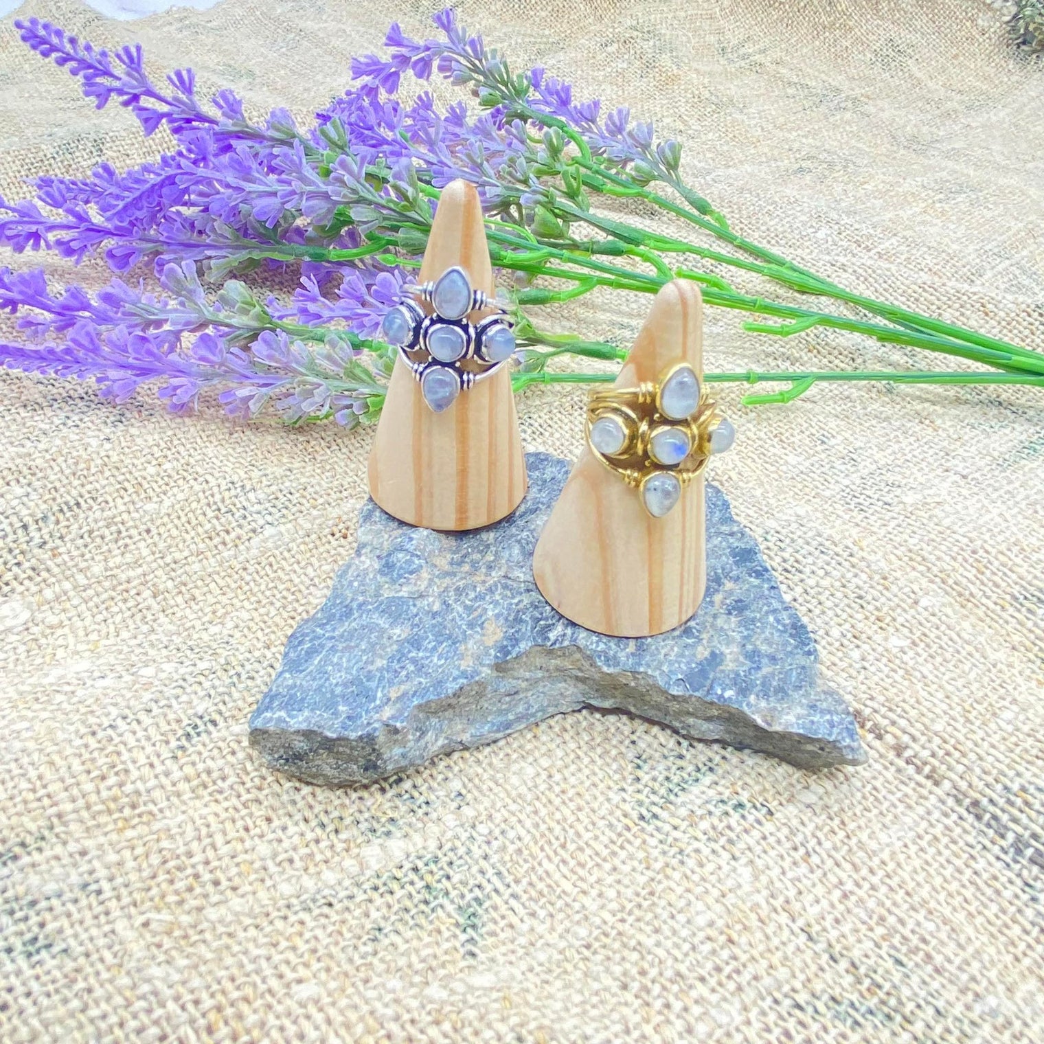 Vintage Bohemian Rings, Natural Crystal Rings, Handmade Jewelry, Adjustable Rings, Sterling Silver Rings, Gold Filed Rings, Gift For Her