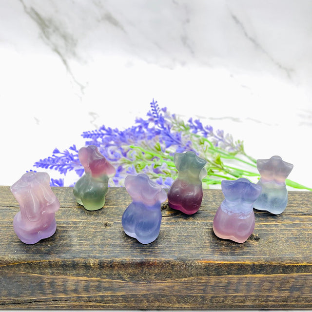 Rainbow Fluorite Crystal Body Carving, Female Body Crystal, 1.5 inches Fluorite Female Torso, Crystal Goddess Model