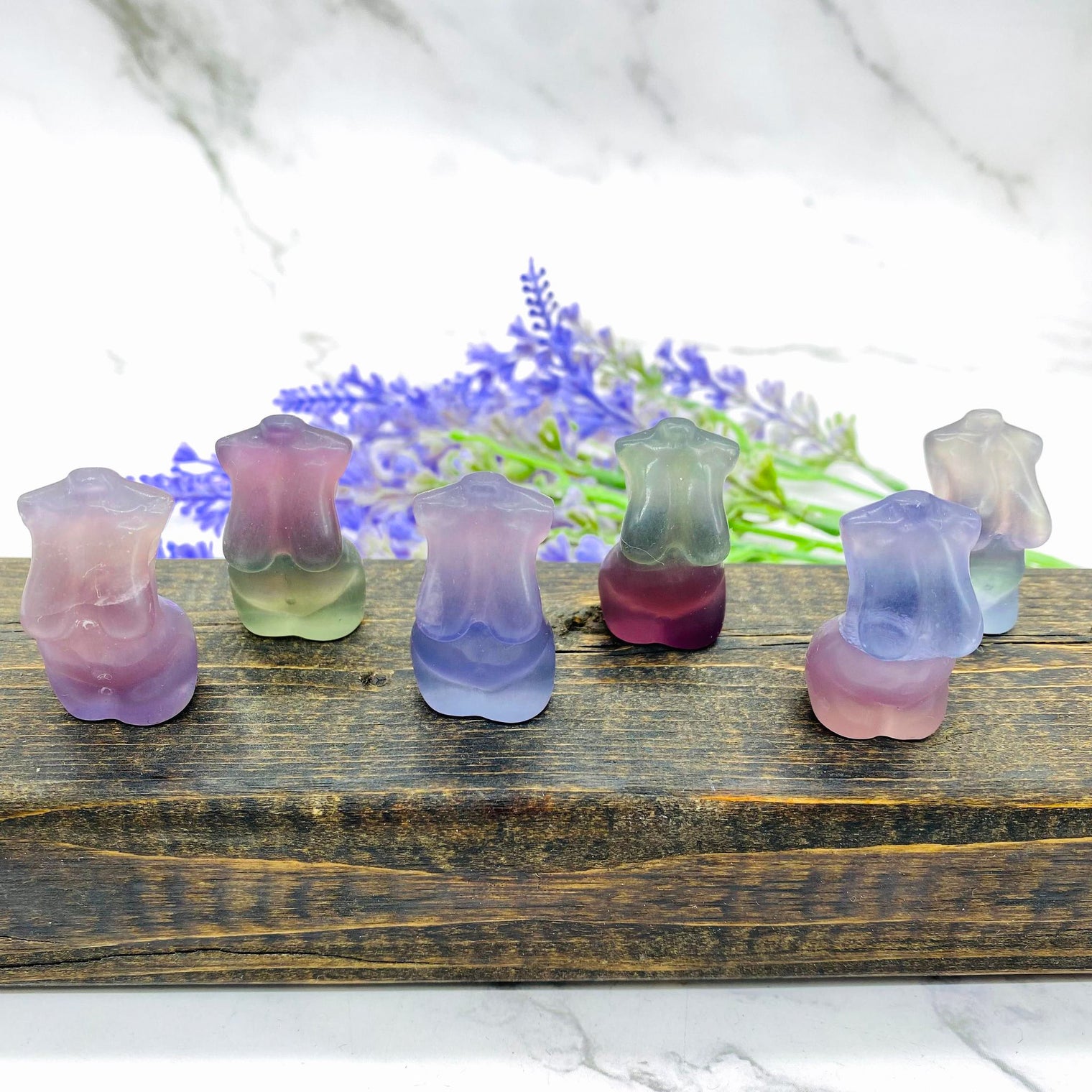 Rainbow Fluorite Crystal Body Carving, Female Body Crystal, 1.5 inches Fluorite Female Torso, Crystal Goddess Model