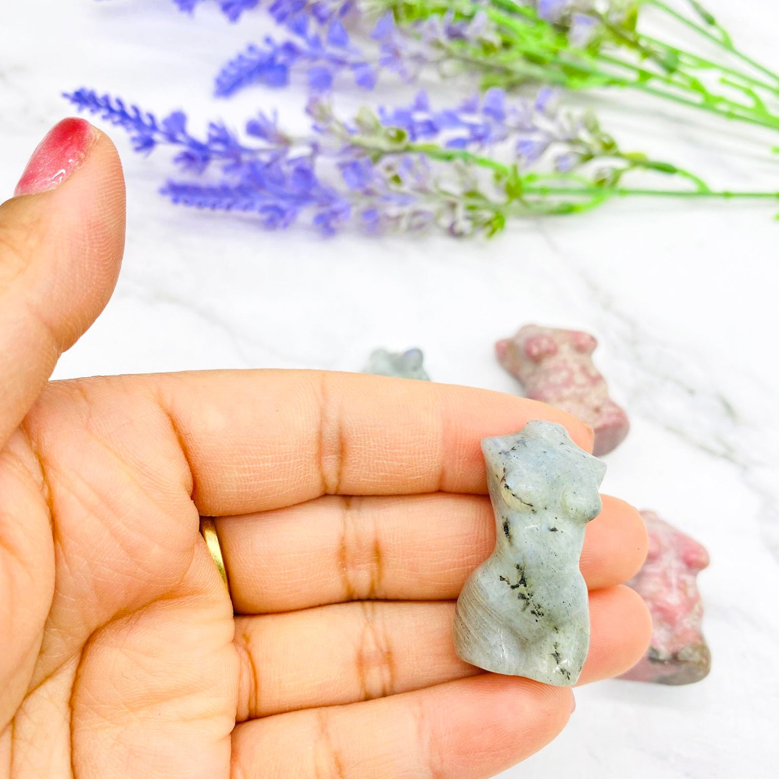 Crystal Female Body Torso, Labradorite Body Crystal, Rhodonite Body Crystal, Healing Crystals, 2 inches , Divine Goddess