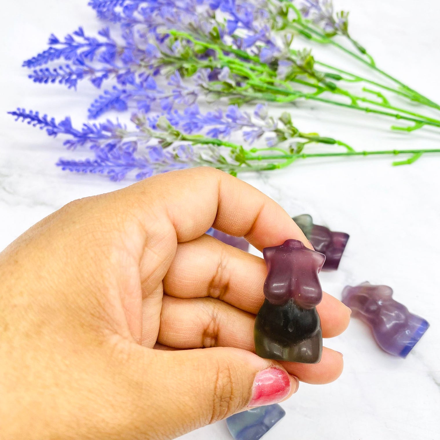 Rainbow Fluorite Crystal Body Carving, Female Body Crystal, 1.5 inches Fluorite Female Torso, Crystal Goddess Model