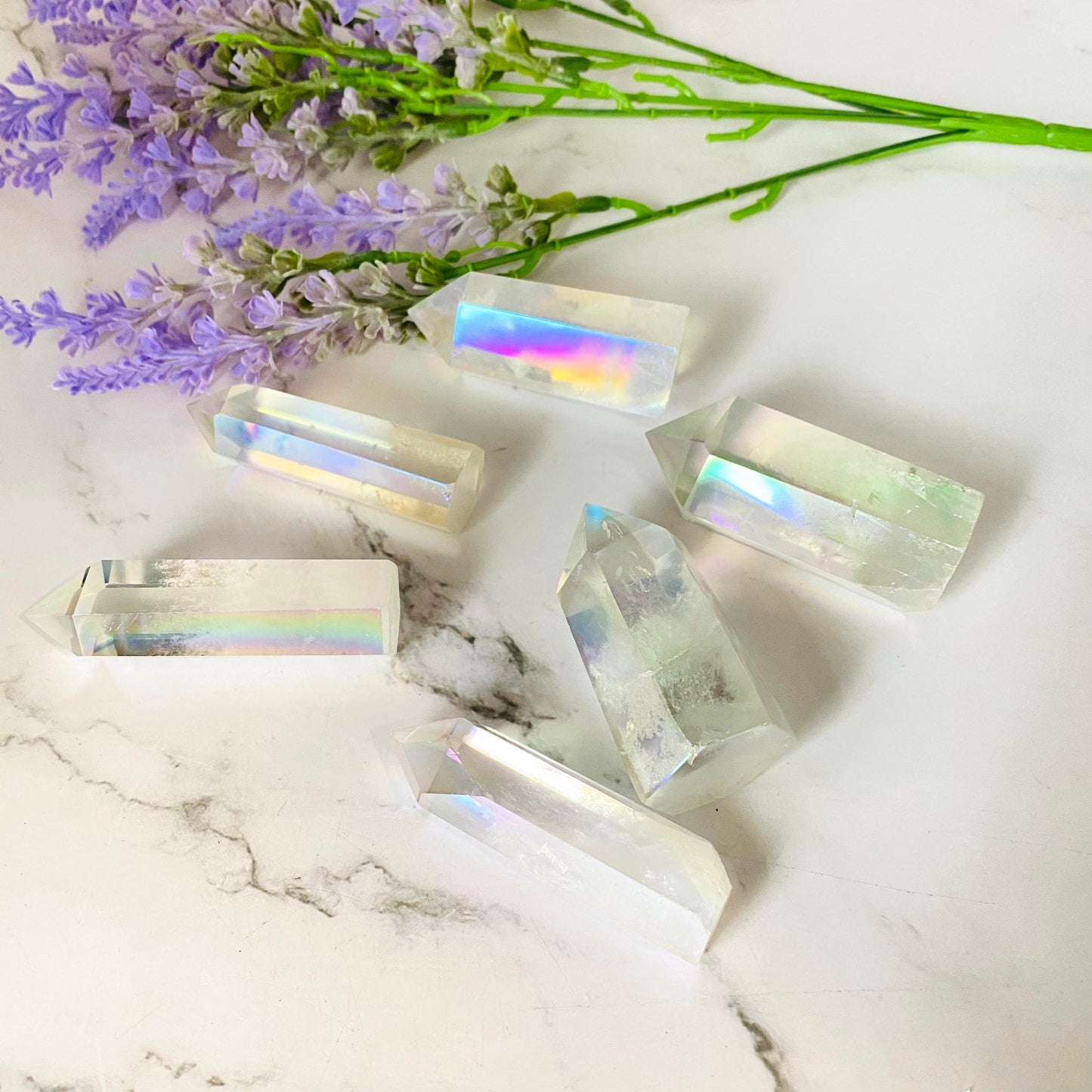 Rainbow Aura Quartz Wand, Crystal Point, Quartz Point, Healing Crystal