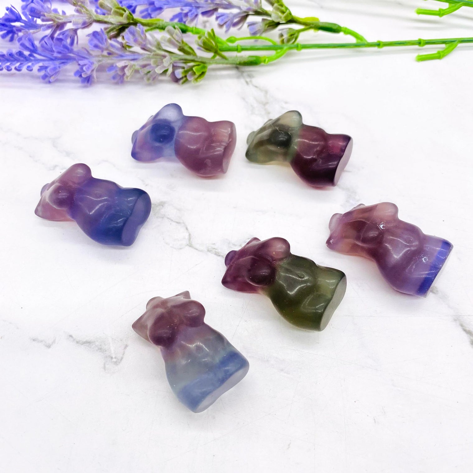 Rainbow Fluorite Crystal Body Carving, Female Body Crystal, 1.5 inches Fluorite Female Torso, Crystal Goddess Model