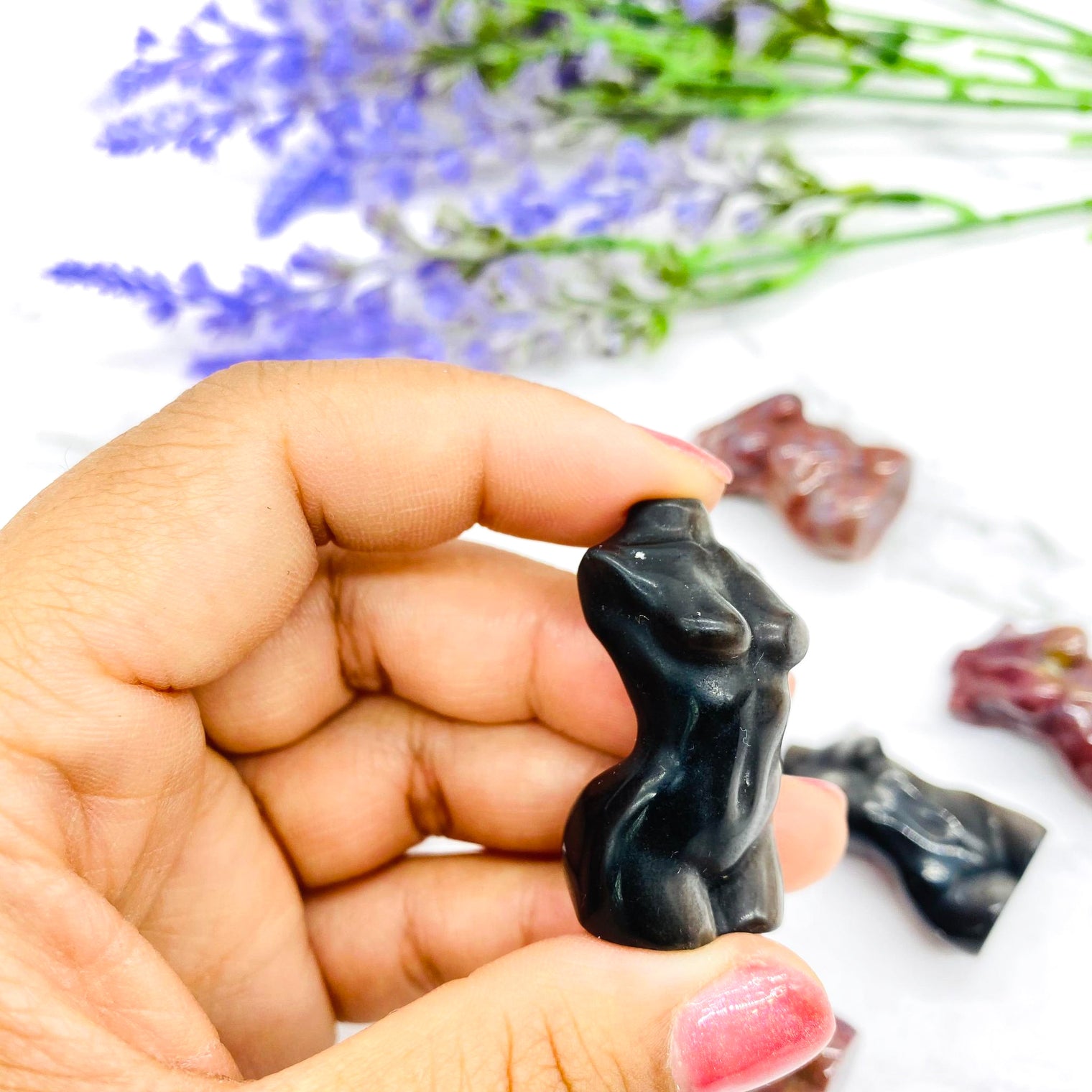 Female Body Crystal, Gold Sheen Obsidian/ Ocean Jasper Crystal Female Body Torso, Crystal Carvings, 1.5 Inches Crystal Body Gift