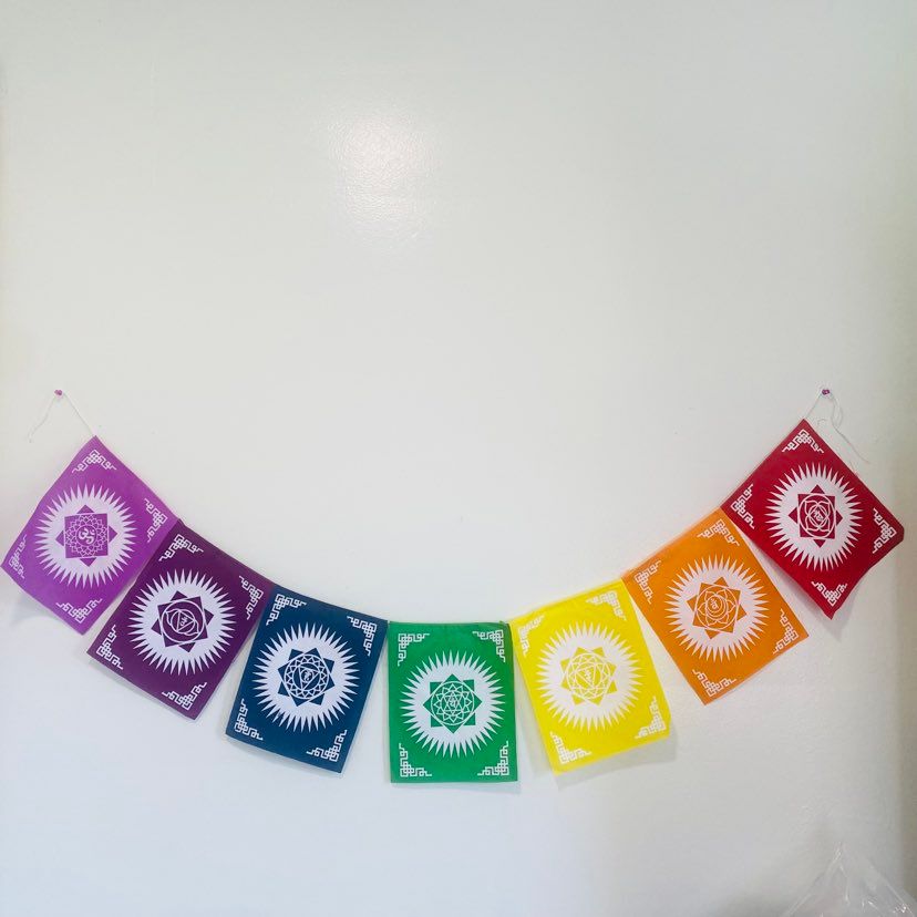 Seven Chakra Flags for Meditation, Medium/ Large Chakra Hangings, Chakra Set Flag for Yoga, Home/ Garden  Decoration, Spiritual Room Decor