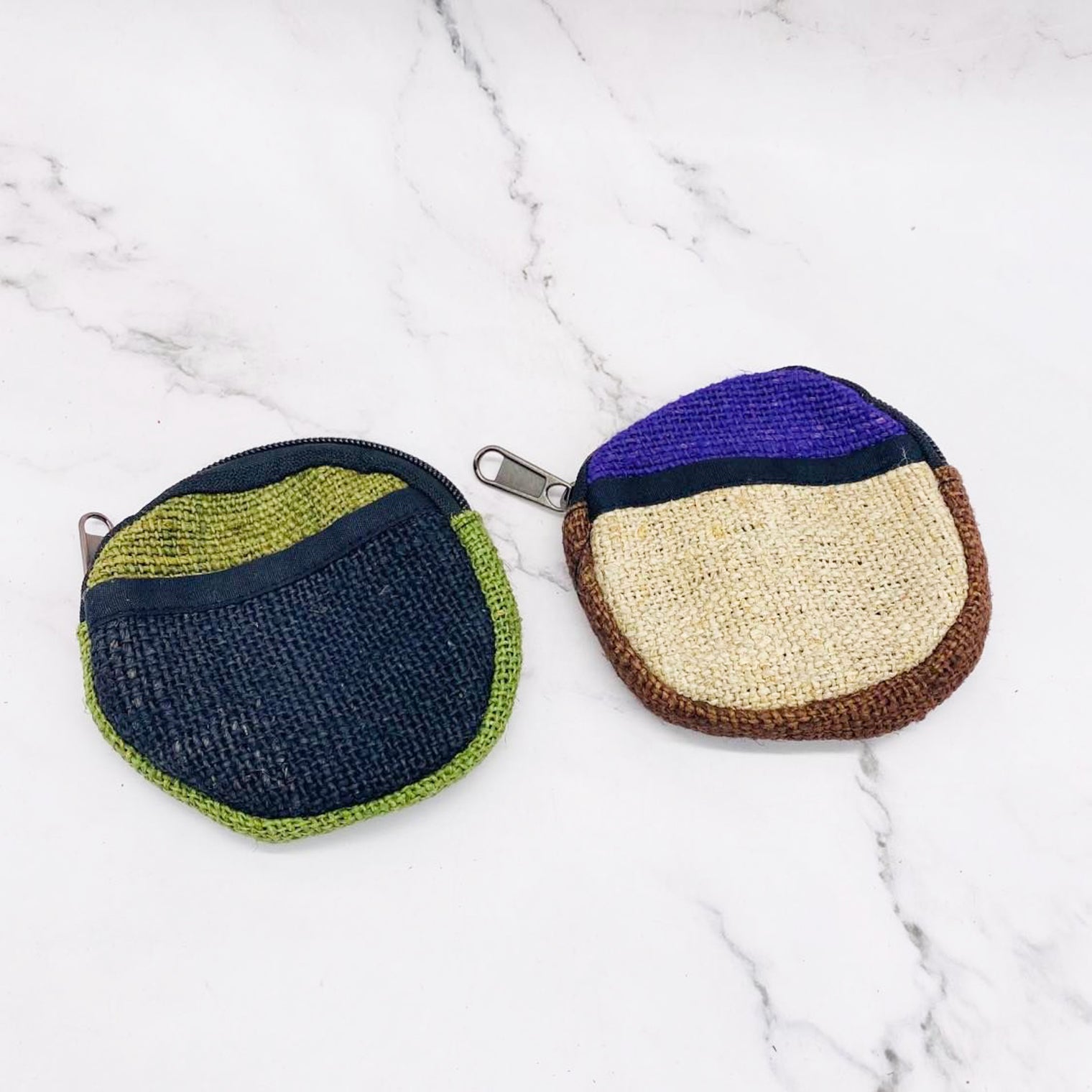 Small Hemp Coin Purse, Handwoven Colorful Purse, Zipper Closure, Round Small Wallet for Cards, Unisex Coin Purse, Hippie Purse, Ecofriendly
