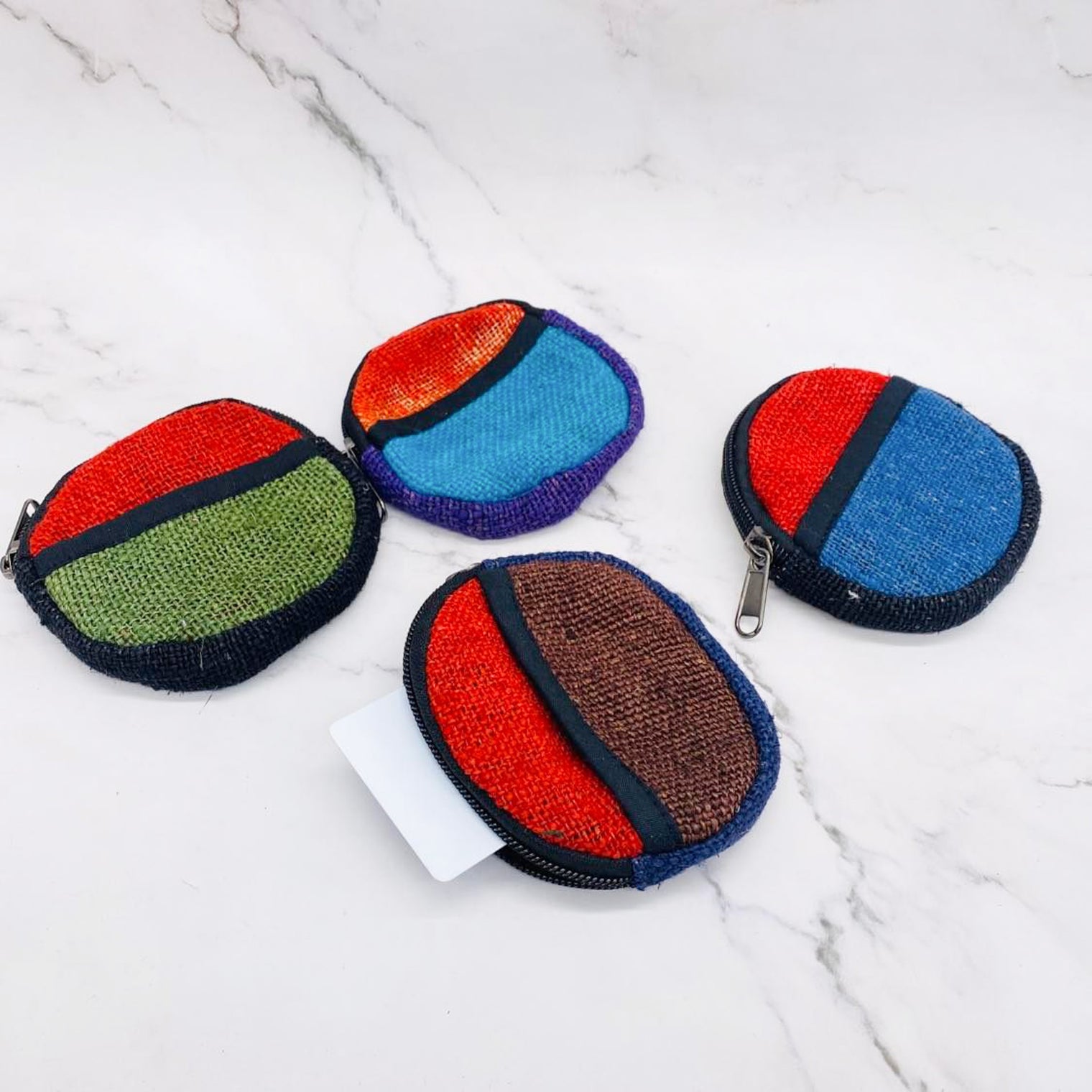 Small Hemp Coin Purse, Handwoven Colorful Purse, Zipper Closure, Round Small Wallet for Cards, Unisex Coin Purse, Hippie Purse, Ecofriendly