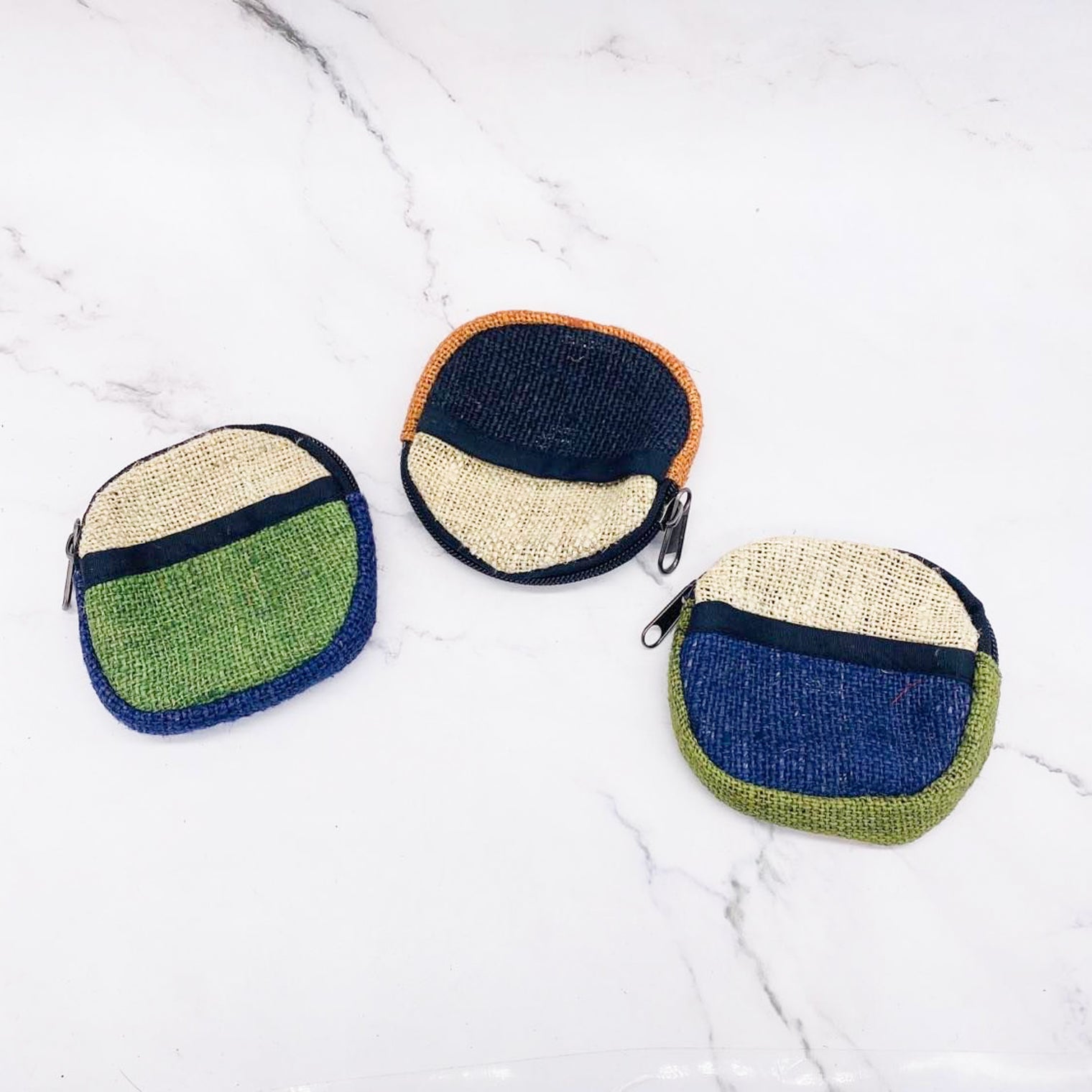 Small Hemp Coin Purse, Handwoven Colorful Purse, Zipper Closure, Round Small Wallet for Cards, Unisex Coin Purse, Hippie Purse, Ecofriendly