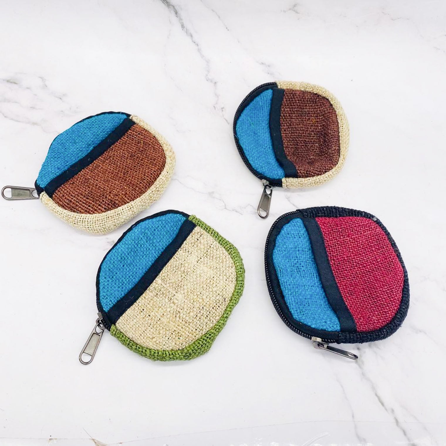 Small Hemp Coin Purse, Handwoven Colorful Purse, Zipper Closure, Round Small Wallet for Cards, Unisex Coin Purse, Hippie Purse, Ecofriendly