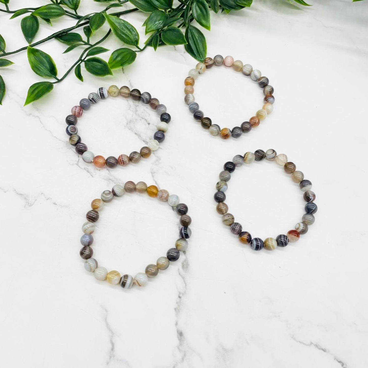 Botswana Agate Bracelet, Crystal for Self Confidence and Wealth