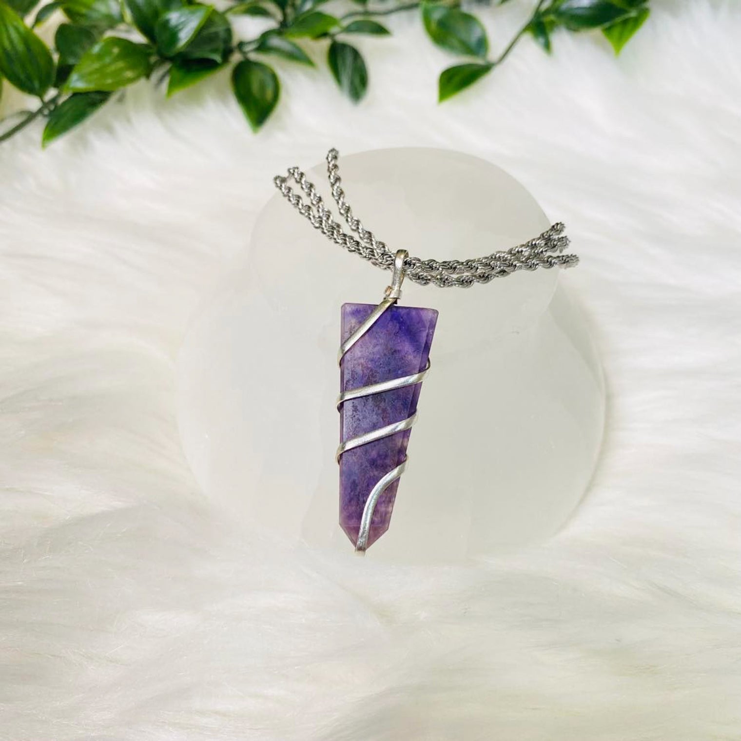 Amethyst Crystal Pointed Necklace