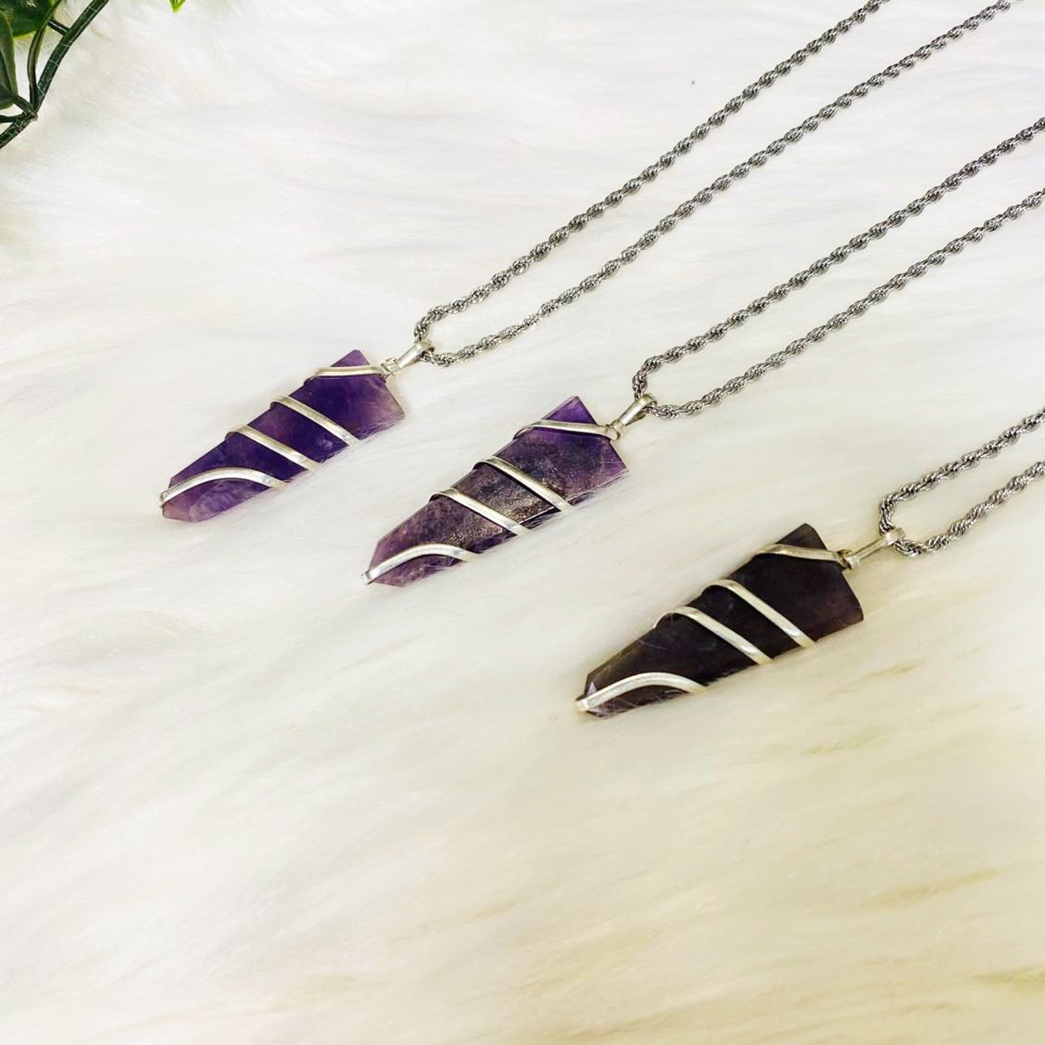 Amethyst Crystal Pointed Necklace