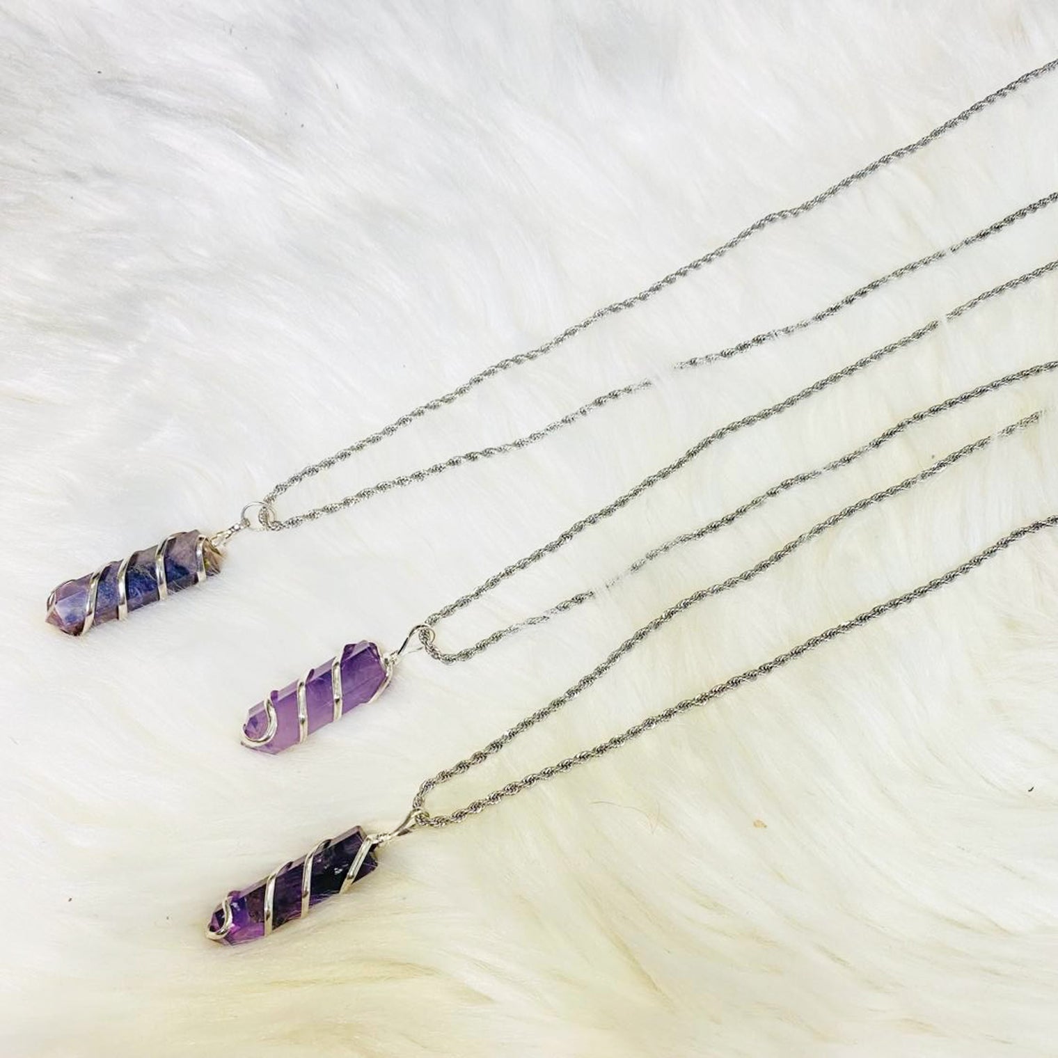 Amethyst Crystal Pointed Necklace