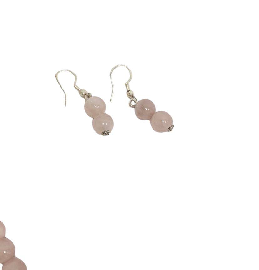 Rose Quartz Necklace and Earring Set, Crystal for Love and Friendship