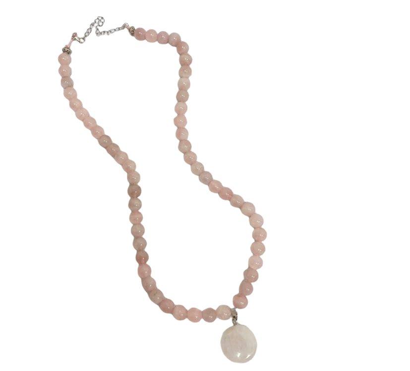 Rose Quartz Necklace and Earring Set, Crystal for Love and Friendship
