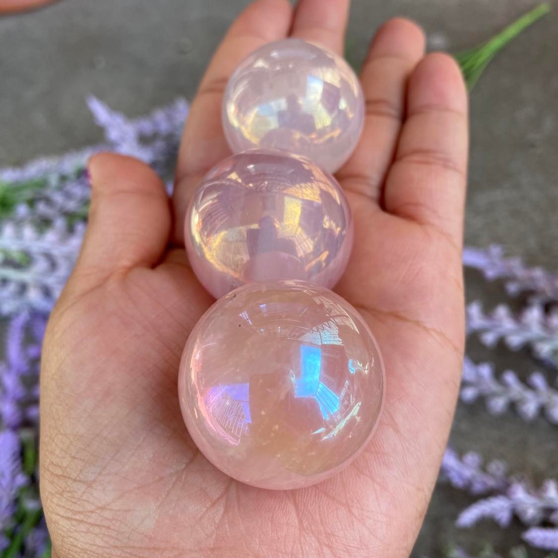 Angel Aura Rose Quartz Sphere, Crystal for Love and Friendship