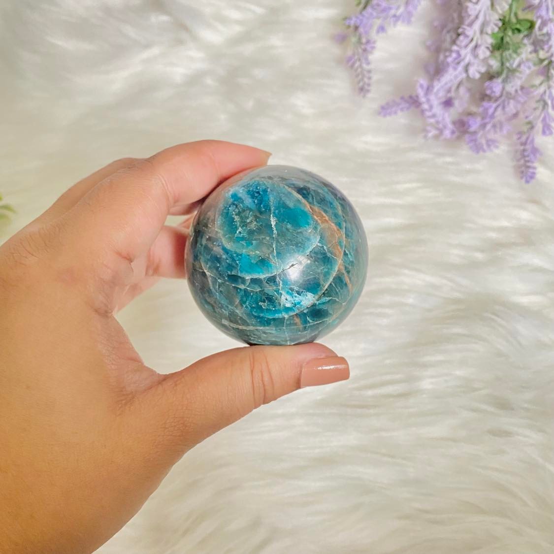 Natural Blue Apatite Sphere