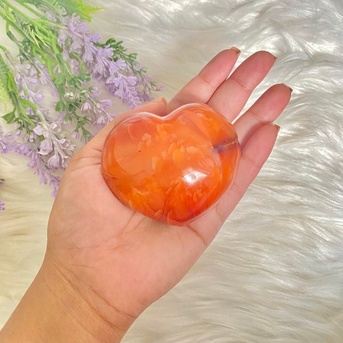 Polished Carnelian Heart Shaped Stone