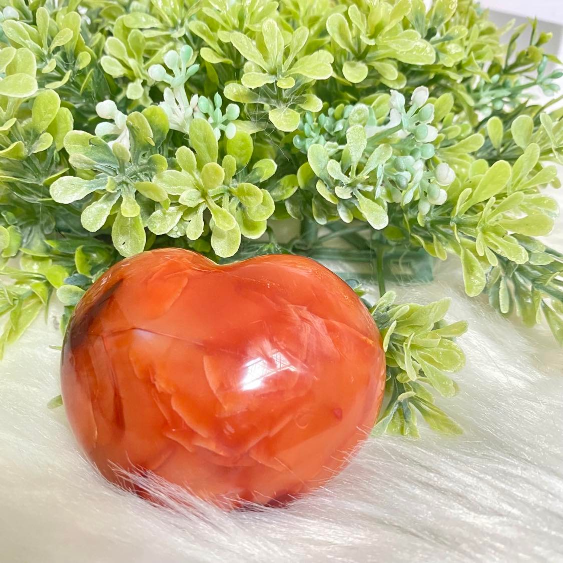 Polished Carnelian Heart Shaped Stone